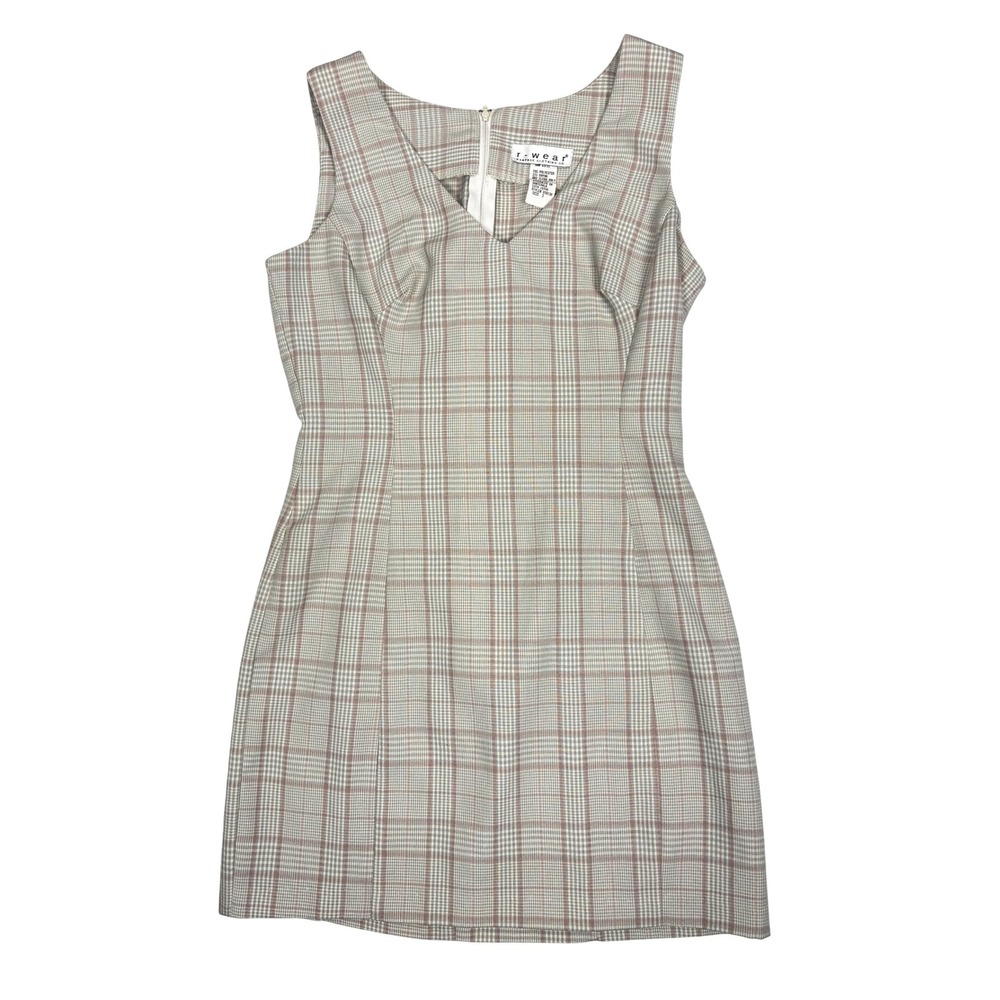 Plaid V Neck Sleeveless Mini Dress Sheath Career Casual 90's Y2K Grunge